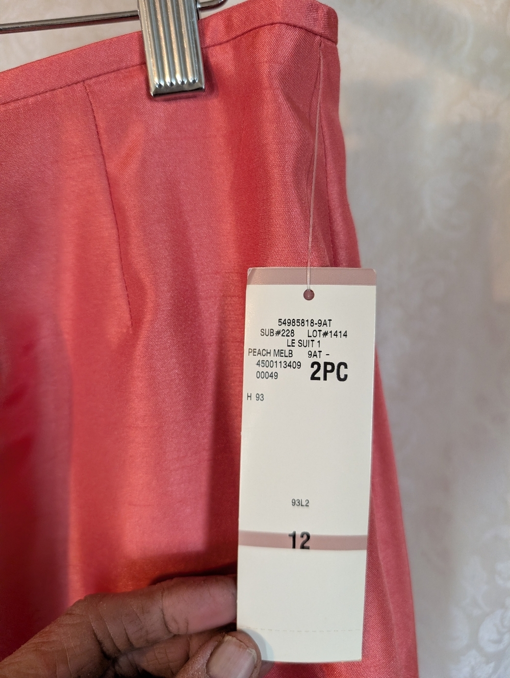 Le Suit New With Tags Sz.12 Peach Jacket & Skirt Set - Picture 11 of 15